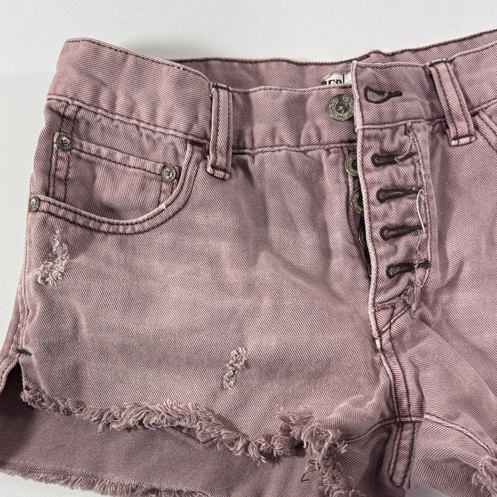 Free People Women's Distressed Pink Shorts Size 24 - Picture 9 of 12
